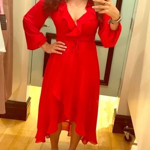 Red wrap dress
